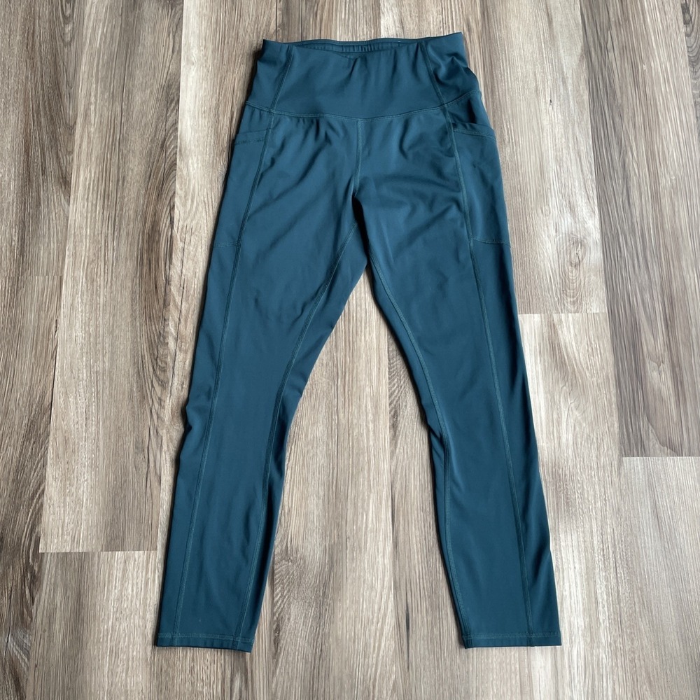 All In Motion Womens High-Rise 7/8 Leggings with Pockets Teal Blue Size S‎